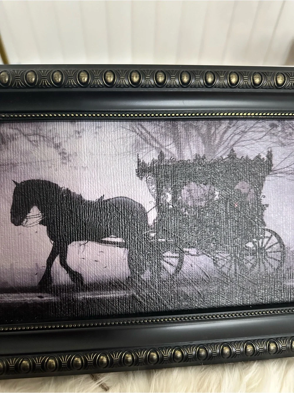 Black Framed Horse and Carriage Wall Art - Unbranded
